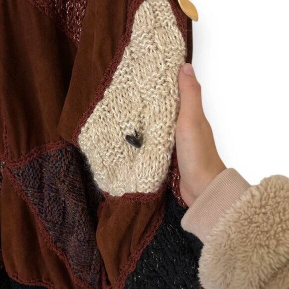 Amy Penzell Vintage 80s Patchwork Sweater Cardigan - Size Medium - Picture 8 of 11